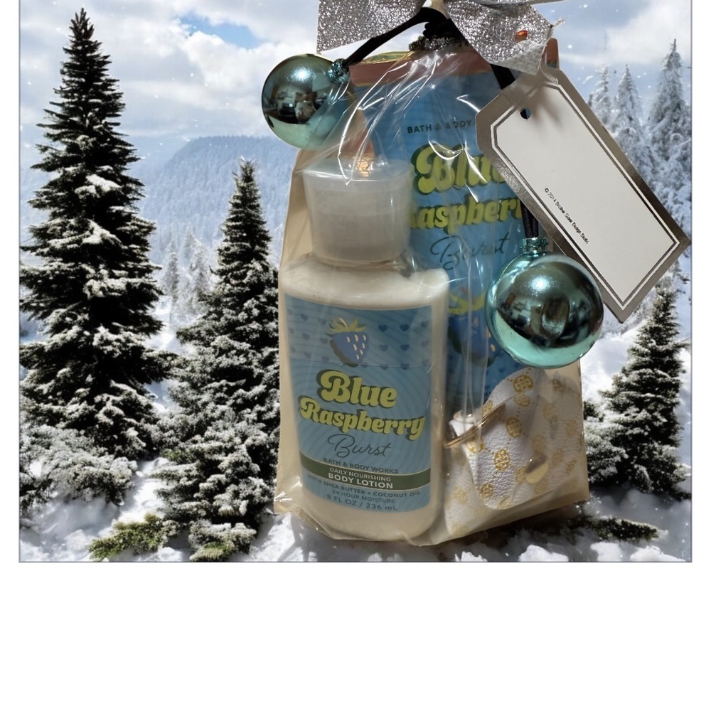 Blue Raspberry Burst Body Lotion and Cream Set w/PomPom keychain Gift Set🎁 - Picture 5 of 5